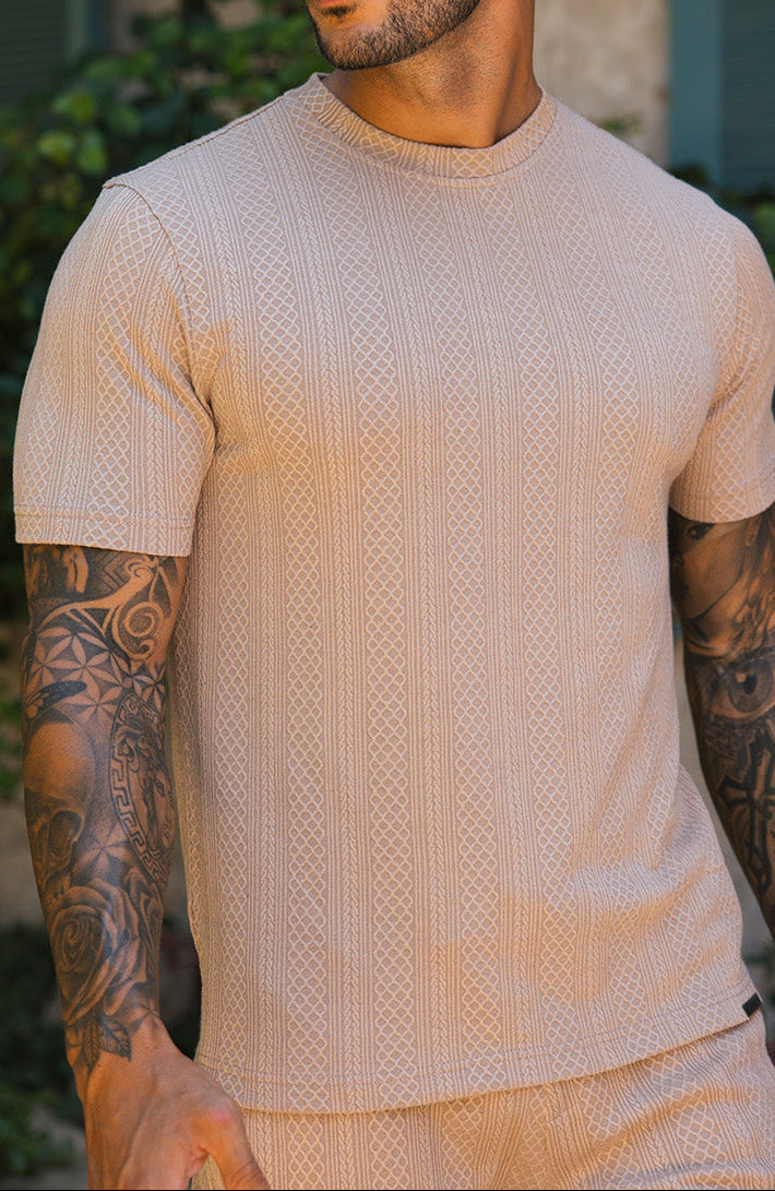 Monaco Snake Textured T-Shirts - Cream