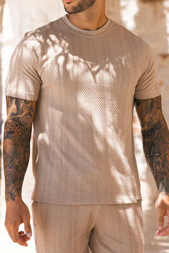 Monaco Snake Textured T-Shirts - Cream