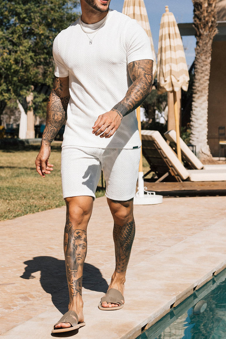 Monaco Snake Textured T-Shirts - Egg White