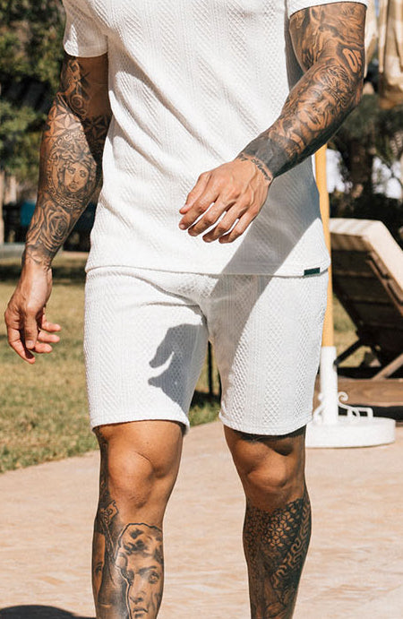Monaco Snake Textured Shorts - White