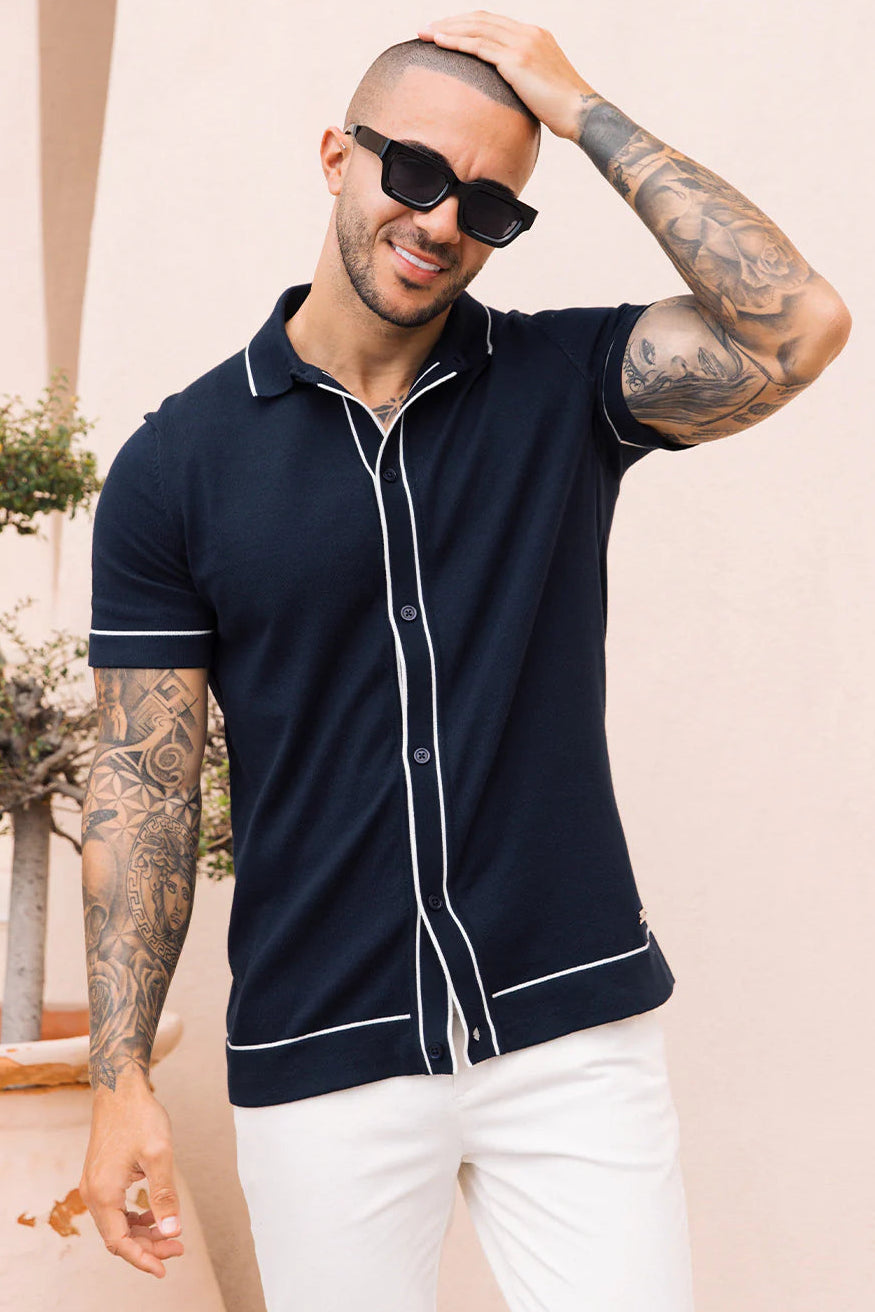 Cedro Cotton Polo Shirt Navy