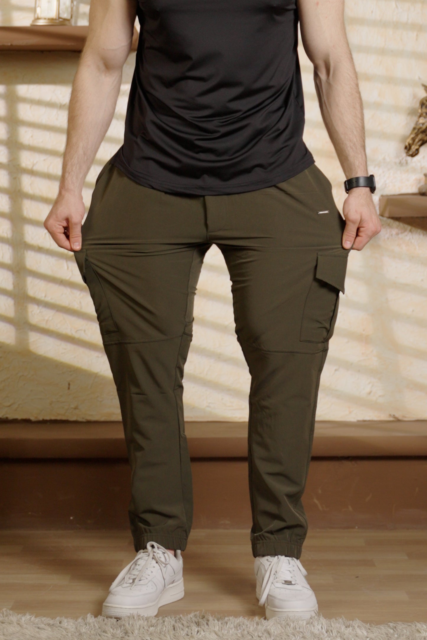 Cargo Woven stretch SpandexDry Pants Trouser - Olive