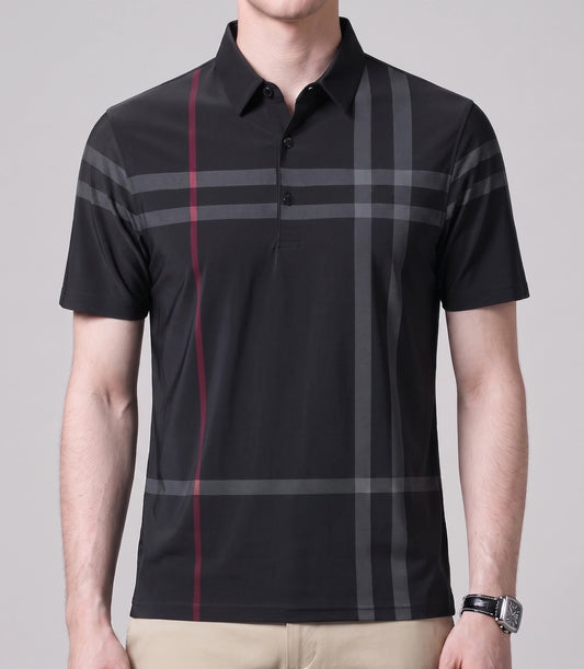 Oxford Spandex Polo - Black