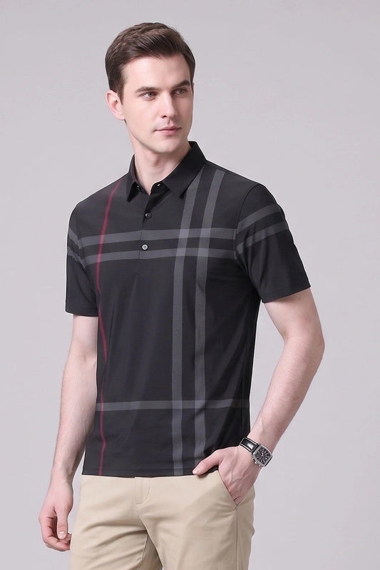 Oxford Spandex Polo - Black