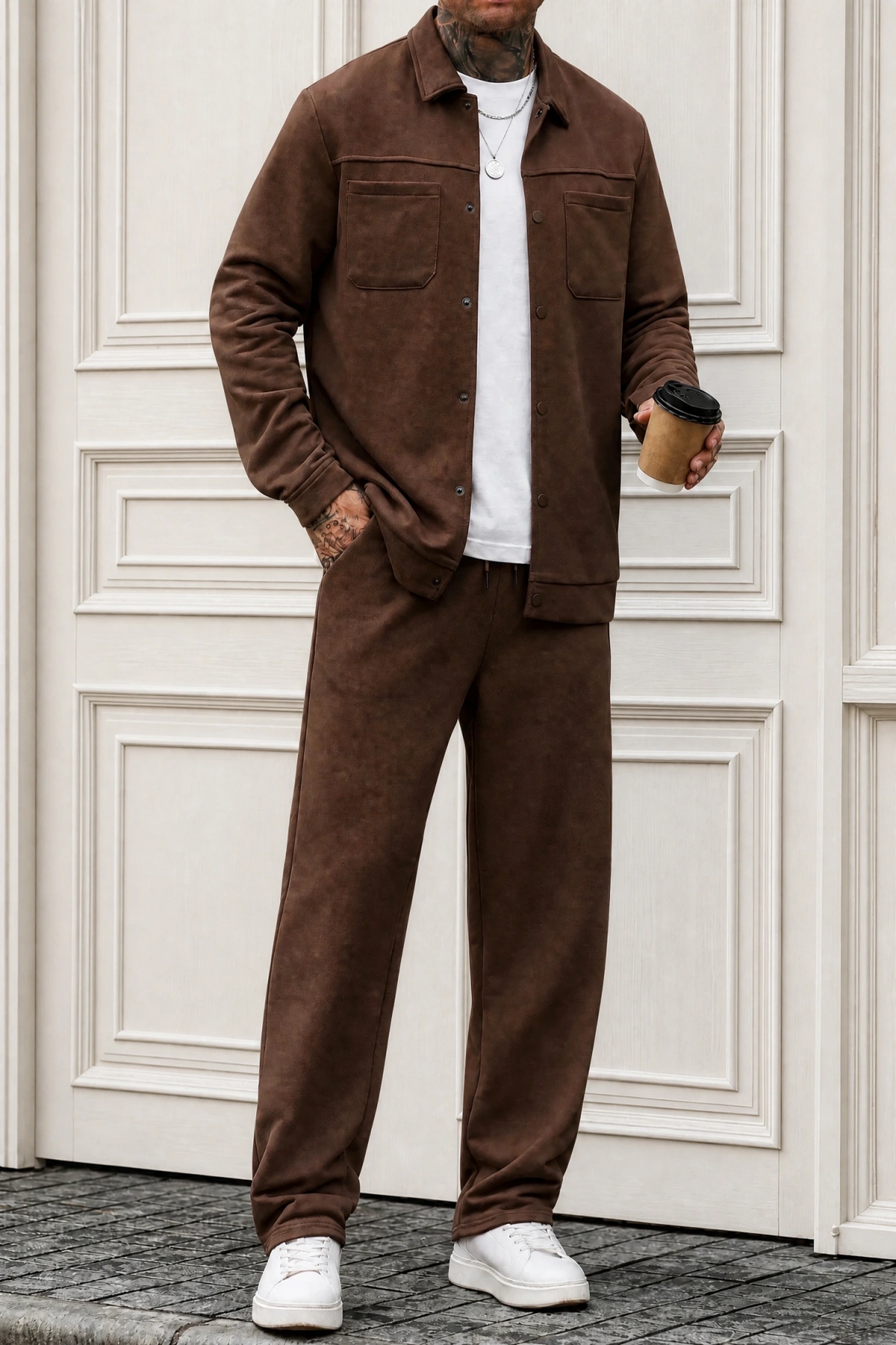 ButtonDown Tracksuit - Chocolate-brown