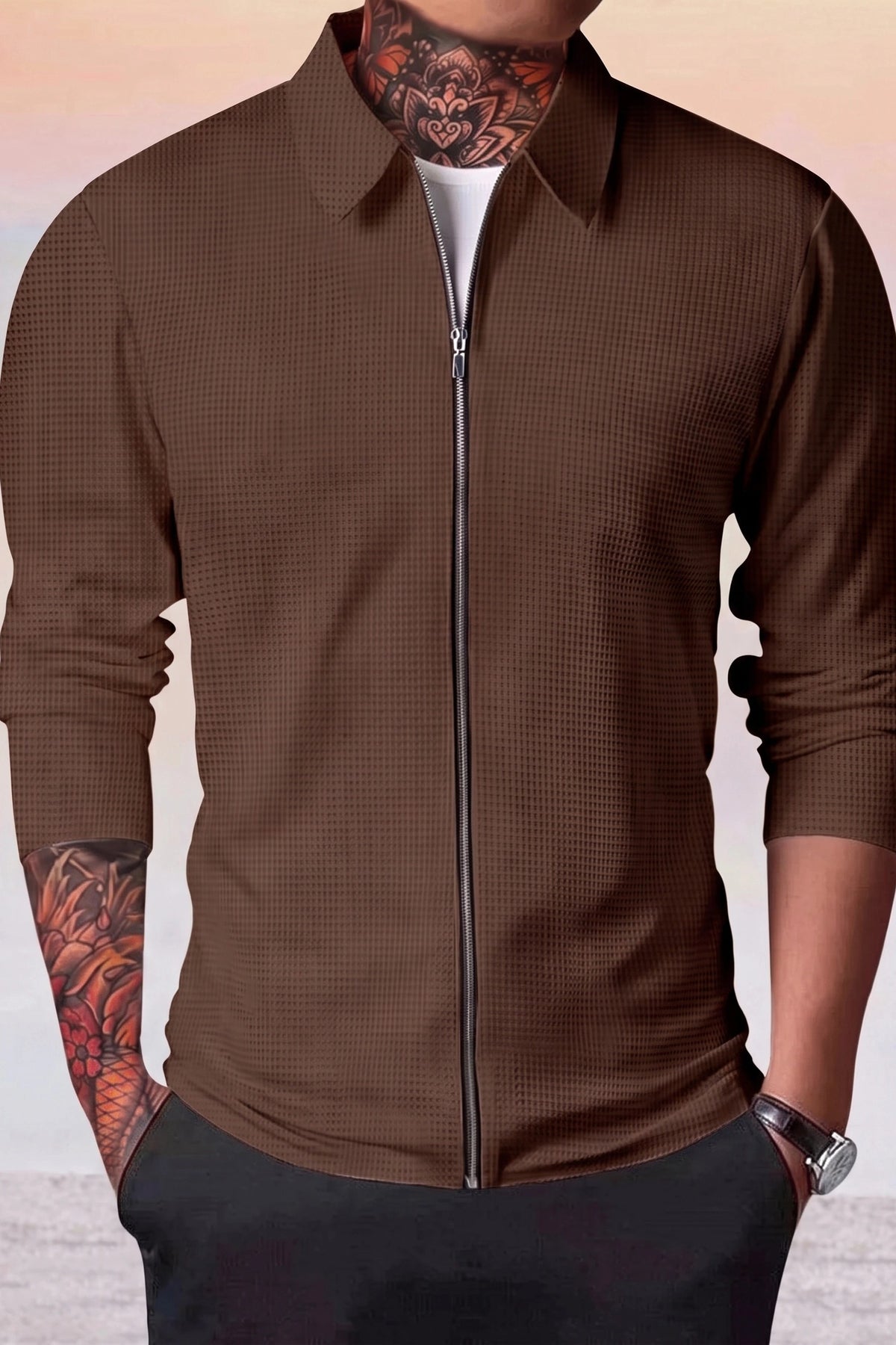 Waffle Jacket - Chocolate brown