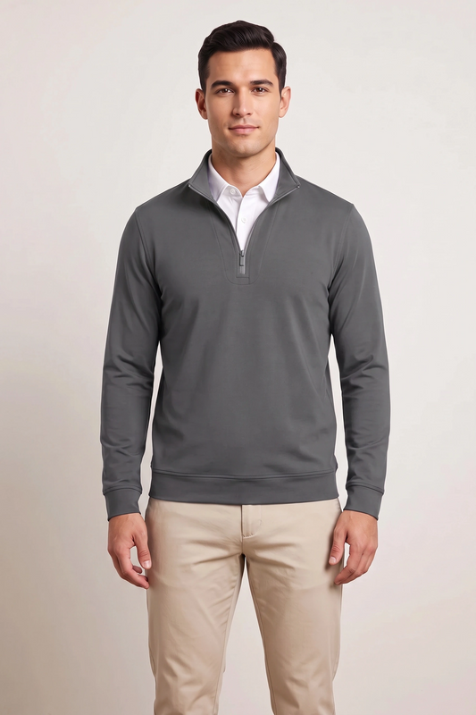 Quarter Zip w/ Built in Polo Collar With Shirt Spandex - Silver