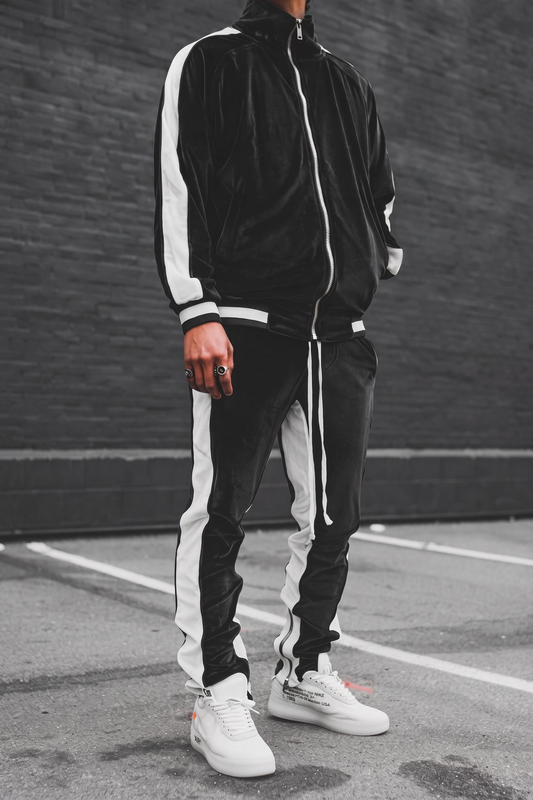 Velour Tracksuit Black