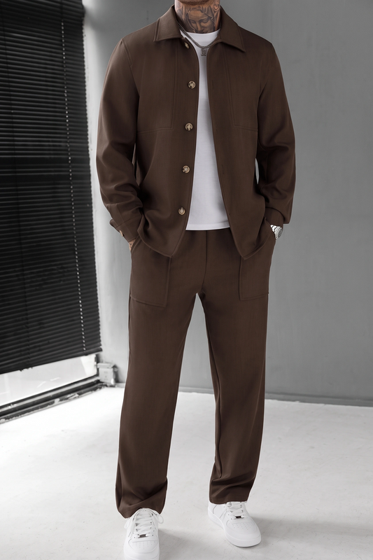 ButtonDown Spandexdry Tracksuit - Twotone Chocolate-brown