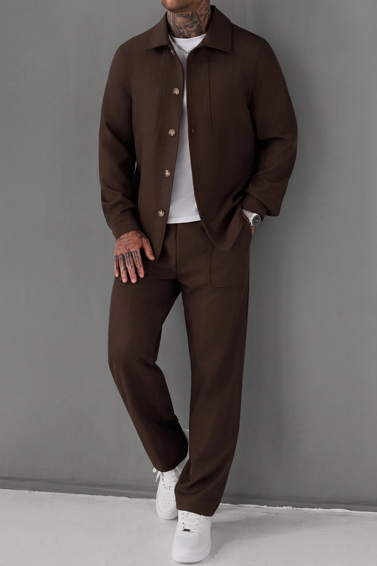 ButtonDown Spandexdry Tracksuit - Twotone Chocolate-brown