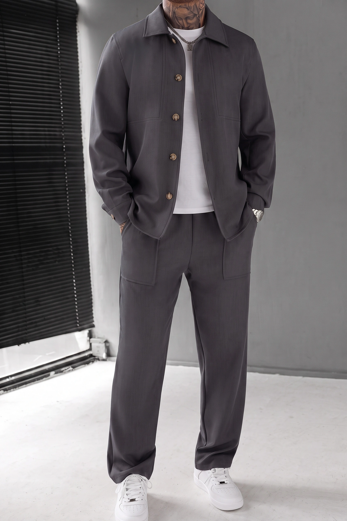ButtonDown Spandexdry Tracksuit - Twotone Charcoal