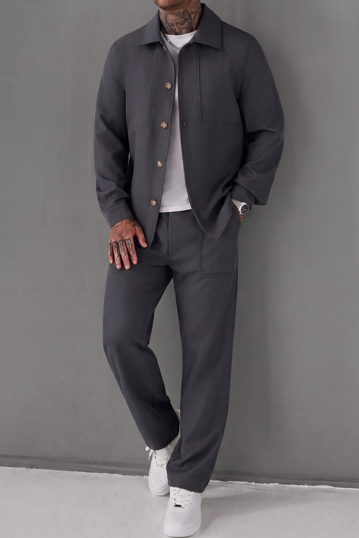ButtonDown Spandexdry Tracksuit - Twotone Charcoal