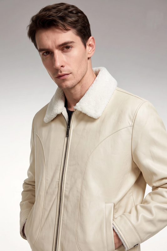 Cream Leather jacket