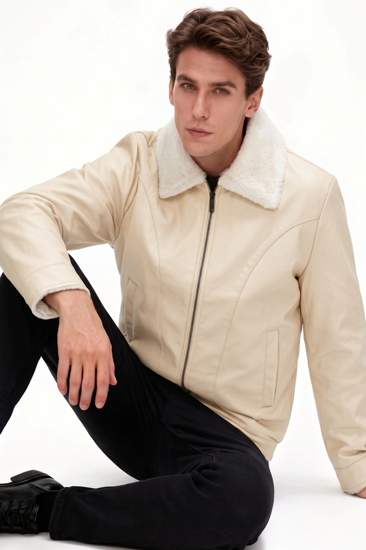 Cream Leather jacket
