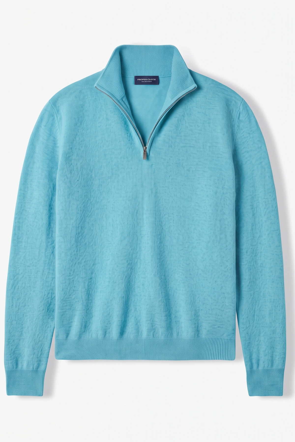 Mockneck Zip Sweater - Mint Blue