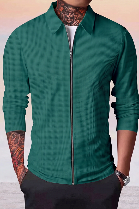 Waffle Jacket - Teal Green
