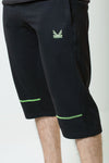 Athletic Cotton Terry 3/4 Short  - Black