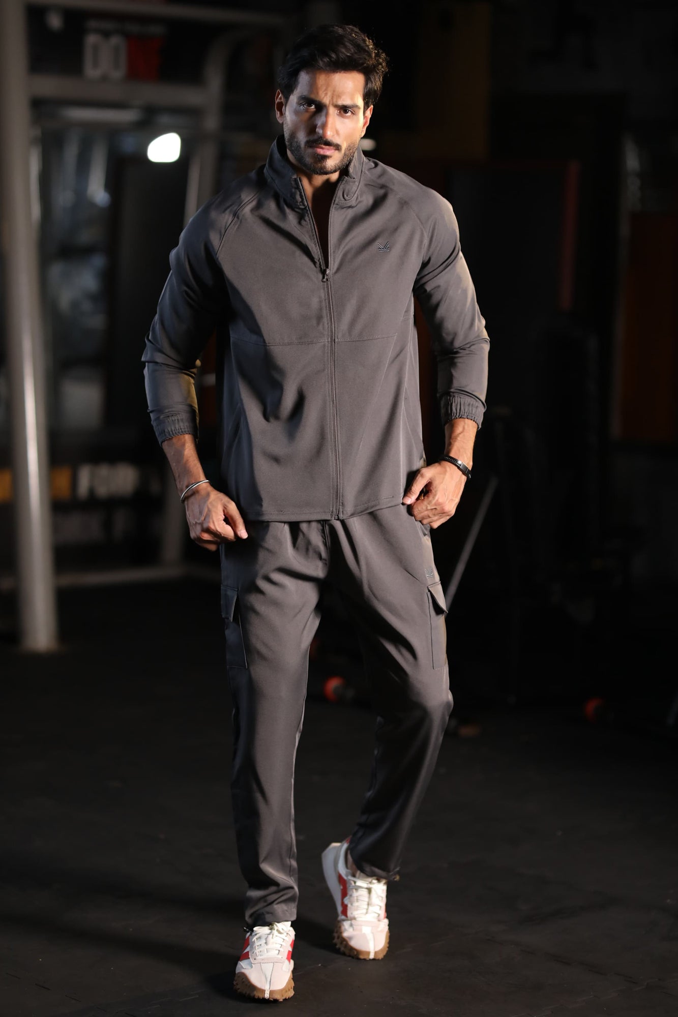 Utility Twill Spandex  Woven Tracksuit - Charcoal