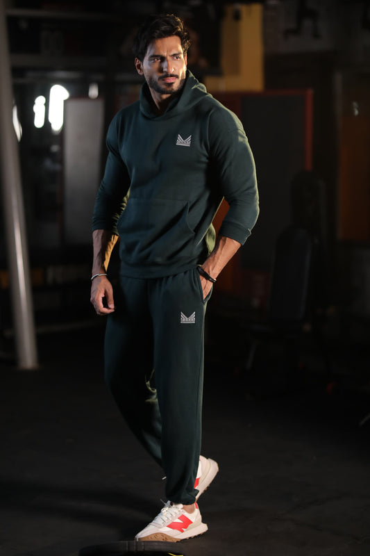 Crest Dropshoulder Cotton Tracksuit - Teal