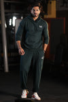 Crest Dropshoulder Cotton Tracksuit - Teal