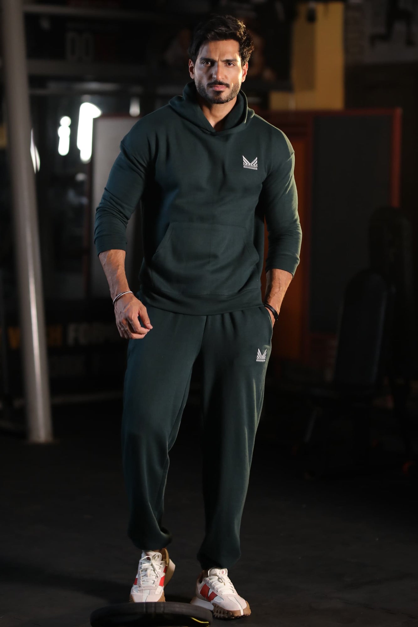 Crest Dropshoulder Cotton Tracksuit - Teal