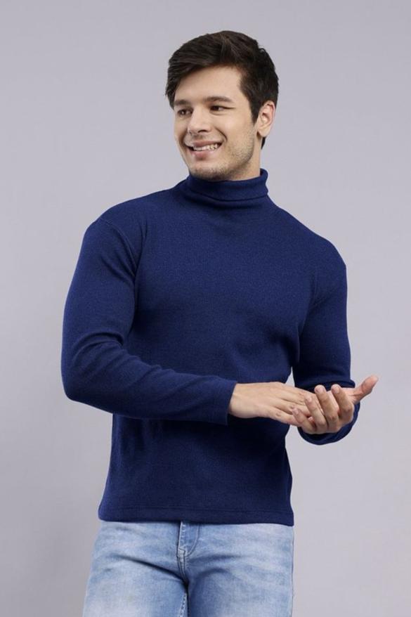 Sw79 SLIM FIT RIB-KNIT TURTLENECK SWEATER - Navy