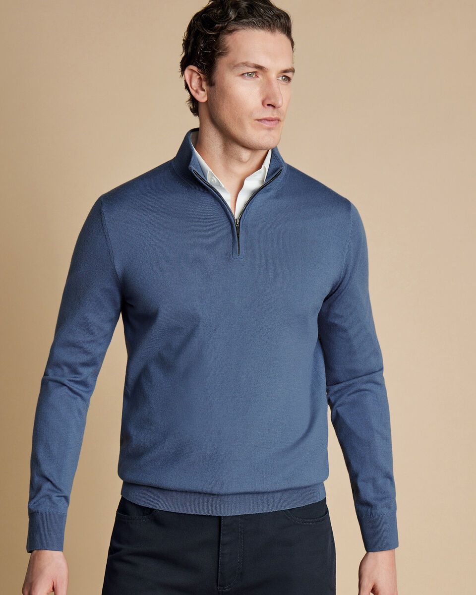 Fleece Mockneck Zipper - Pearl Blue