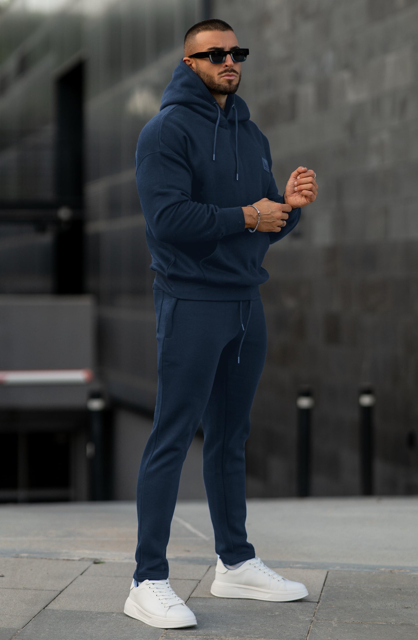 Dropshoulder Cotton Tracksuit - Navy