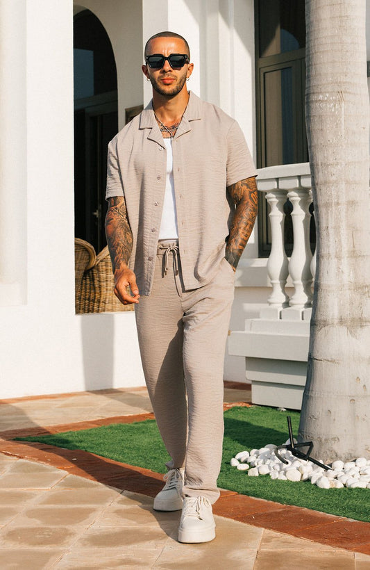 Monaco Crinkle Twinset  - Sand