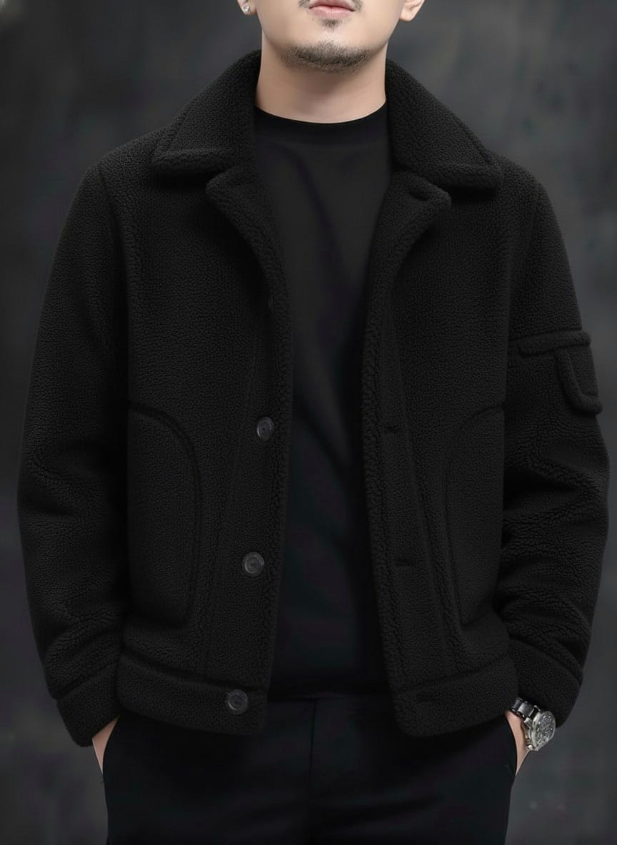 Sherpa Furr Overshirt - Black