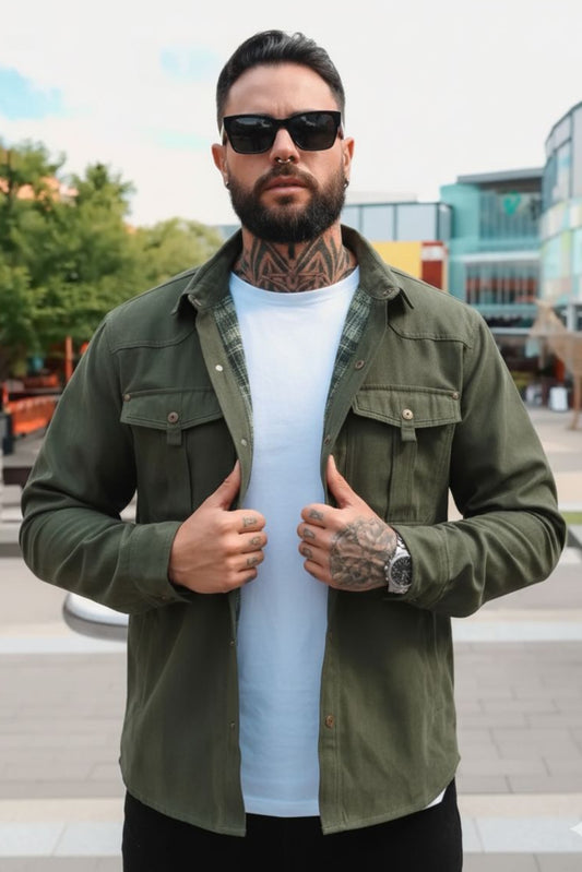 Trucker Twill Shacket - Olive