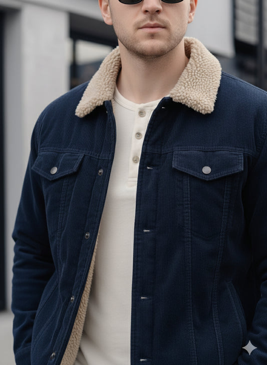 ClassicFit Corduroy Biker Jacket - Navy