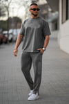 Oversize Embossed Cotton Tracksuit - Silver