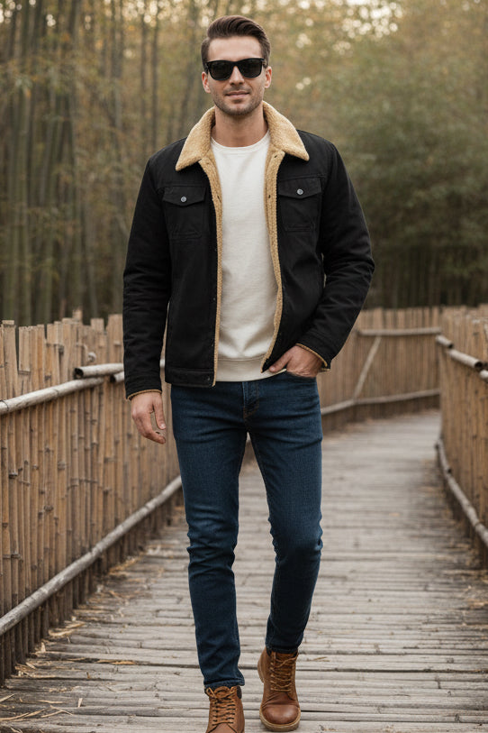 Trucker Furr Jacket - Black