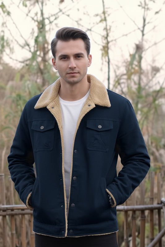 Trucker Furr Jacket - Navy
