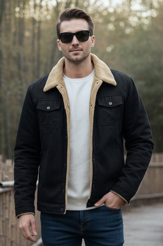 Trucker Furr Jacket - Black