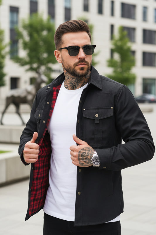 Superstar Twill Jacket - Black/Red