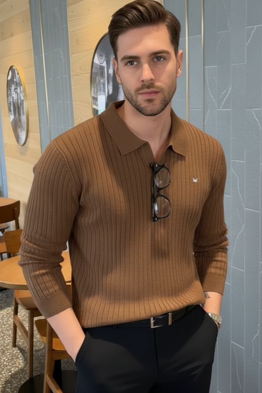 Dropneedle polo - Camel- Brown