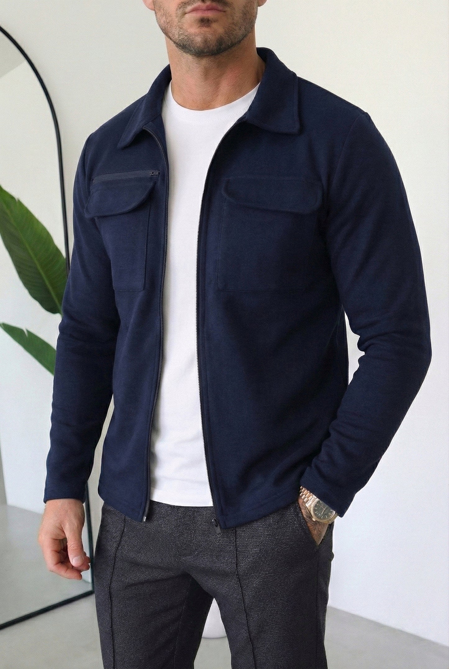 Venom Cargo Overshirt Cotton Jacket - navy