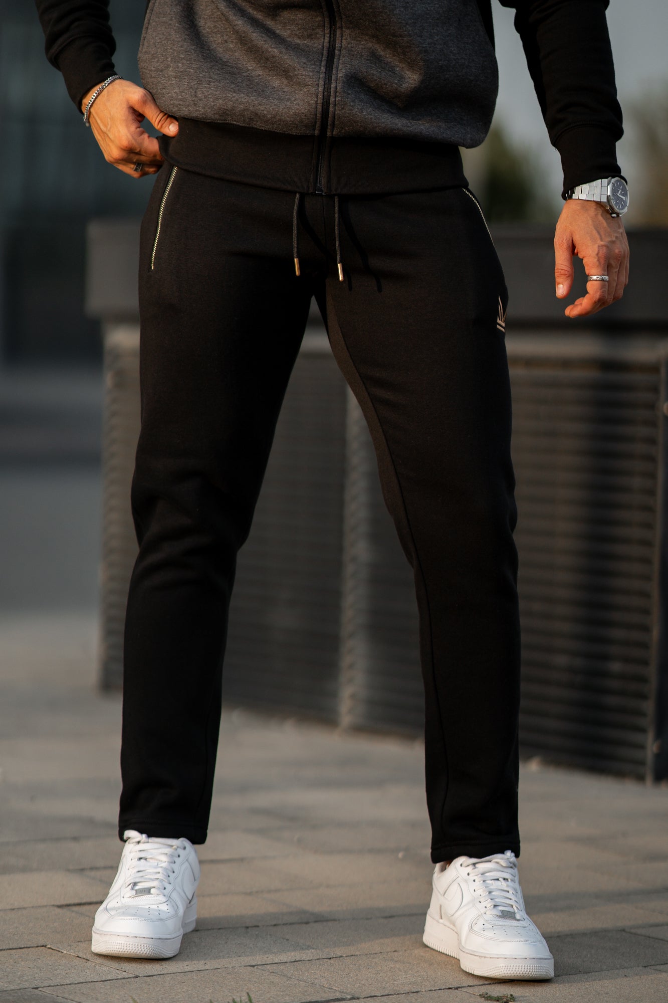 Gold  Cotton Trouser - Black