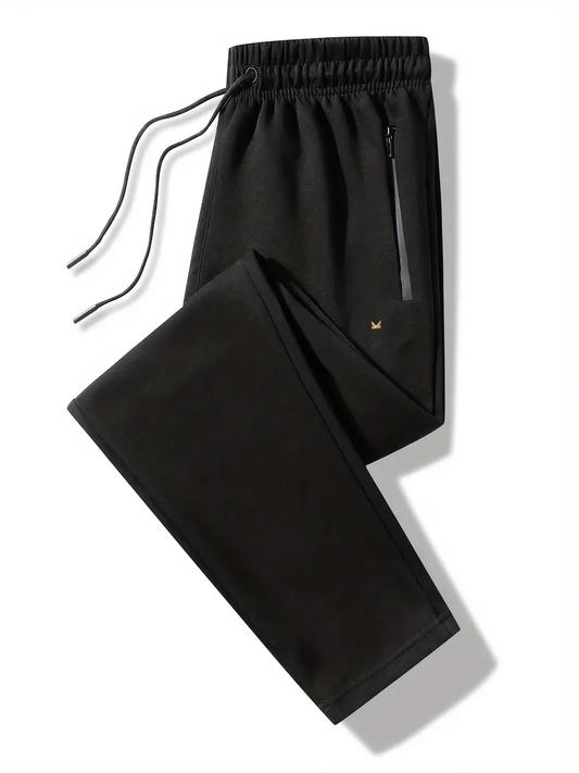 King Front Zip Cotton Terry Trouser - Black
