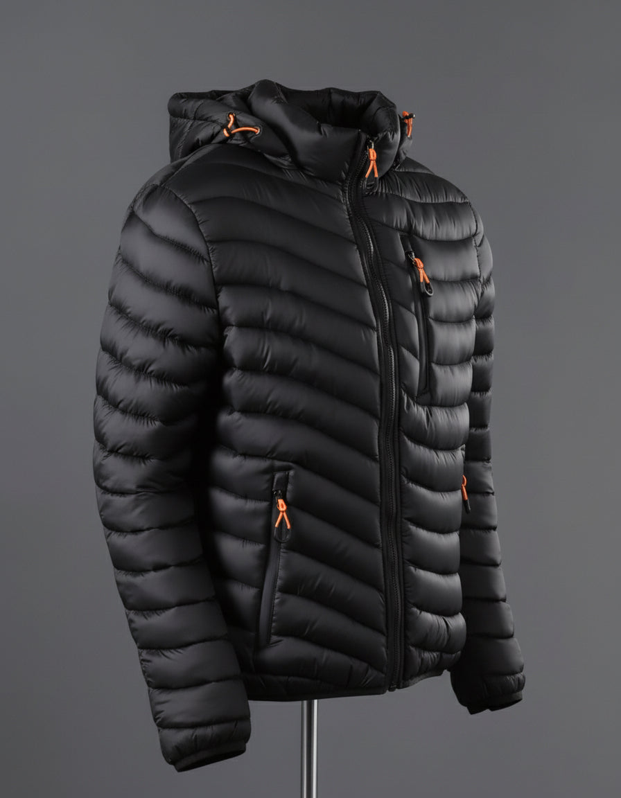 Wave Puffer Hoodie - Black