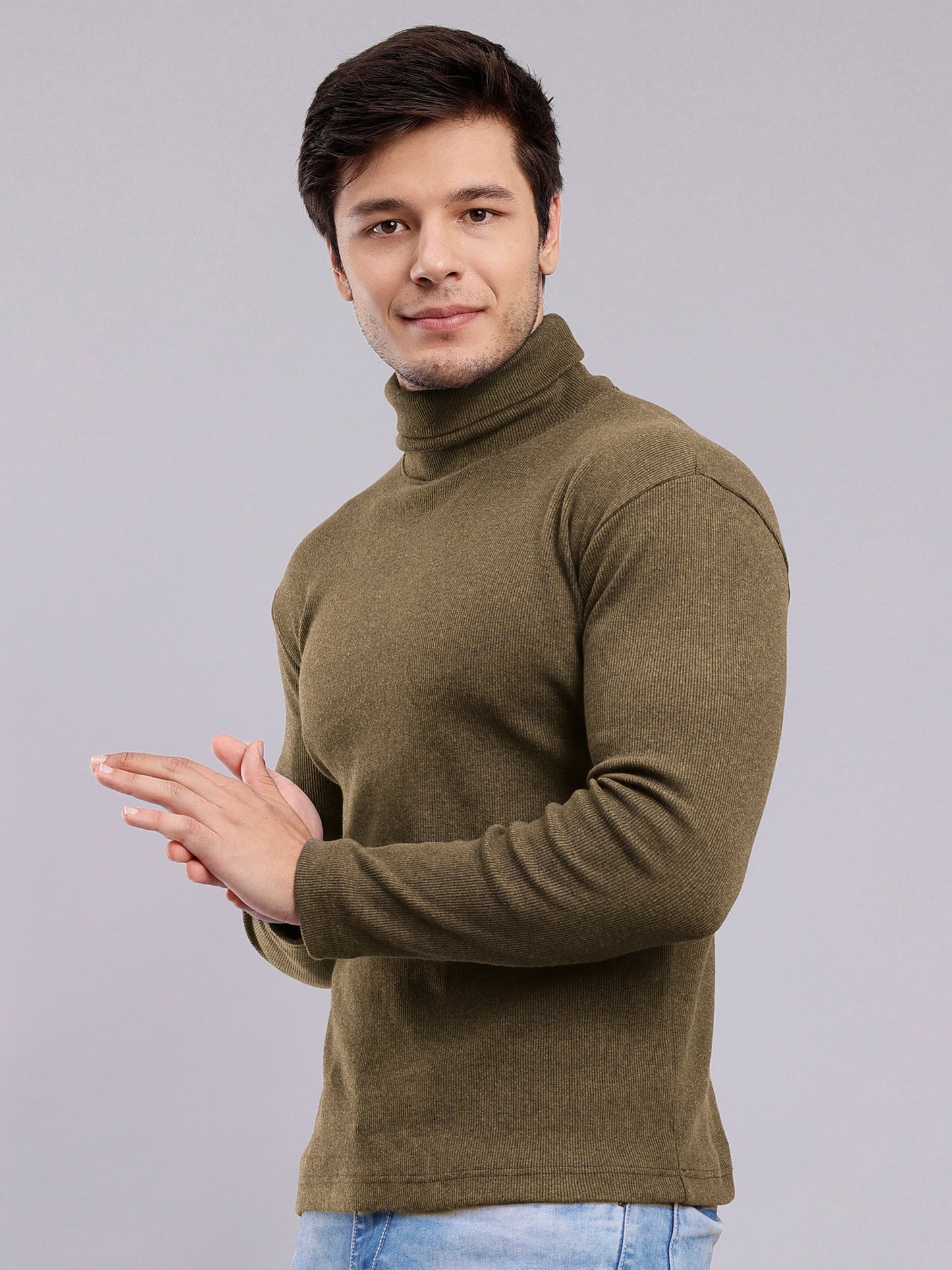 Sw82 SLIM FIT RIB-KNIT TURTLENECK SWEATER - Skin