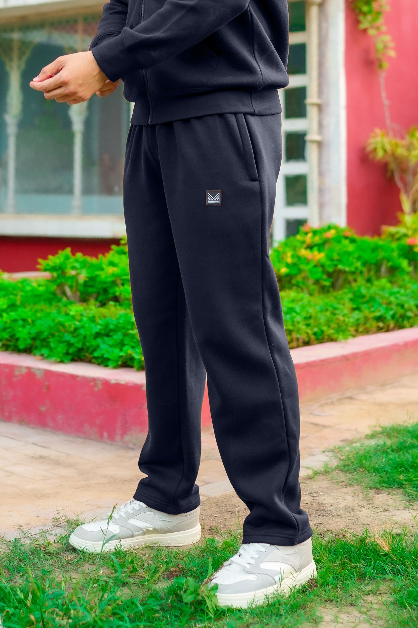 Navy 3D logo Oversize Cotton Trouser