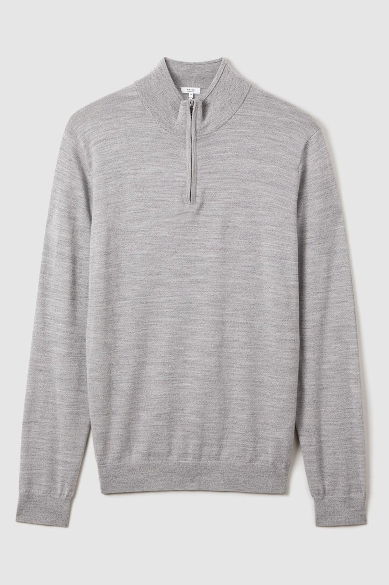 Sw11 Half-Zip Funnel Neck Ribbed Sweater - Heather Grey