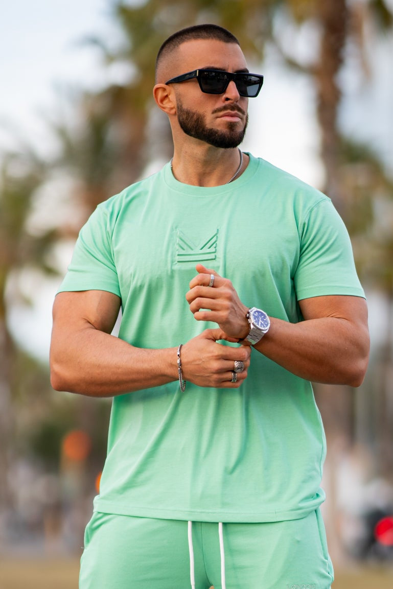Monte Carlo Emboss Cotton T-Shirt - Mint
