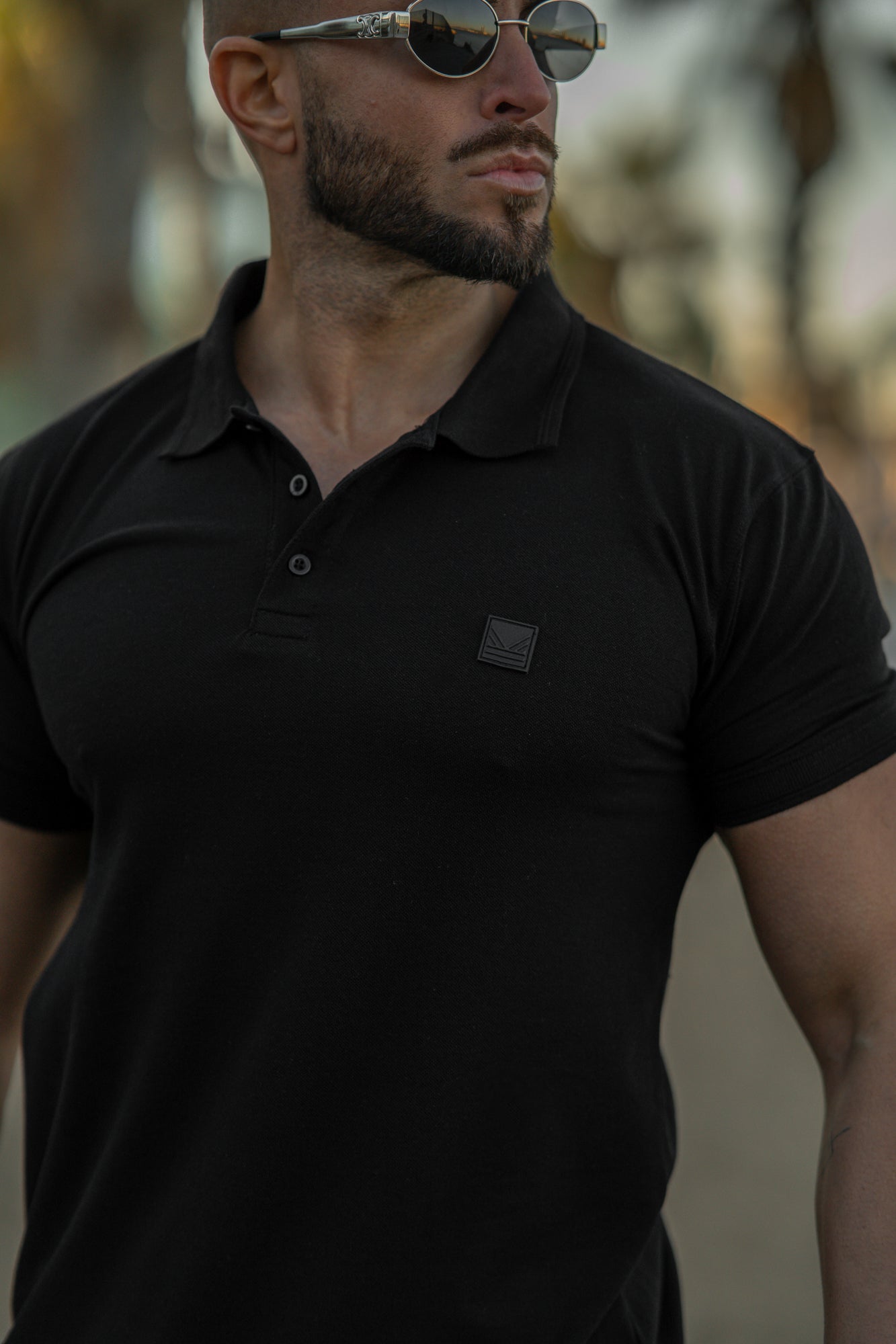 Gothic All Black Cotton Polo