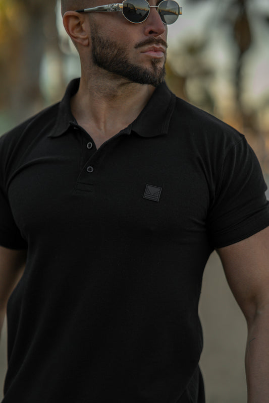 Gothic All Black Cotton Polo
