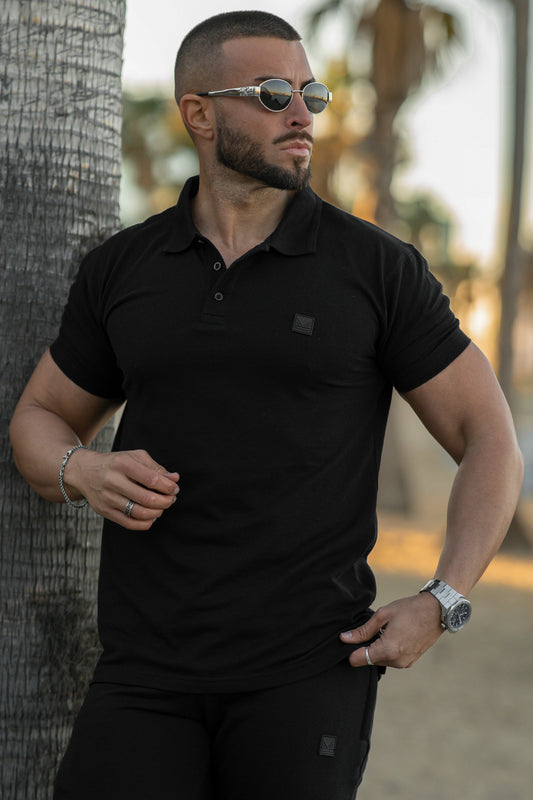 Gothic All Black Cotton Polo