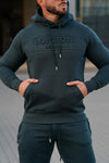 11 Embossed  Cotton  Hoodie - Teal